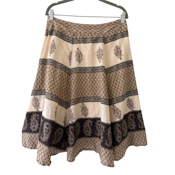 New York & Company  Paisley Sequined A-Line Skirt Size 6 Bohemian Gipsy - Picture 13 of 15